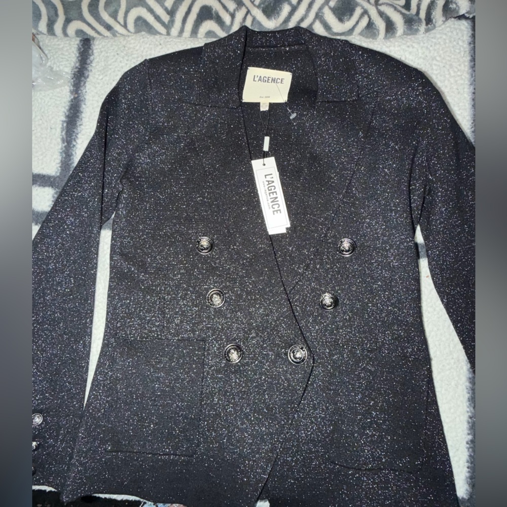 L'AGENCE Kenzie Metallic Knit Blazer - Picture 4 of 6